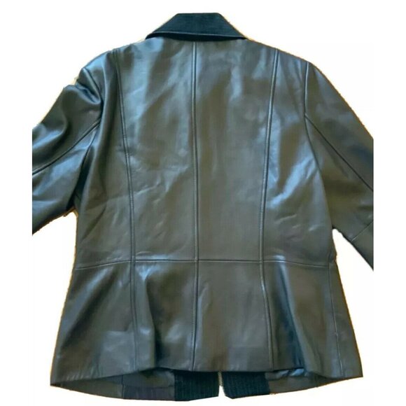Classiques Entier Black Leather Jacket With Zip Front & Suede Panels Size 16 - Picture 3 of 7